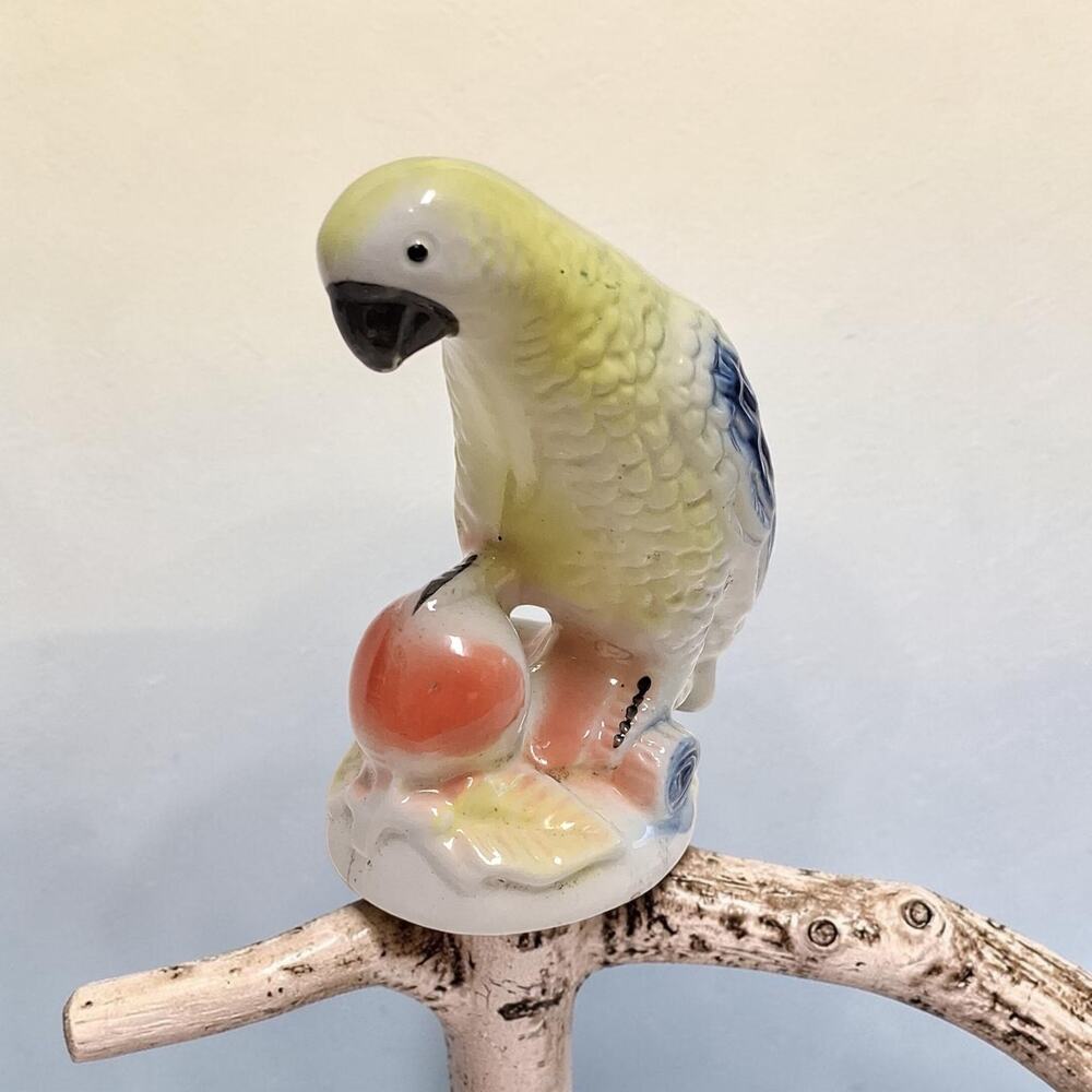 Vintage Mid Century Ceramic Parrot Bird Figurine Made in Brazil 6"